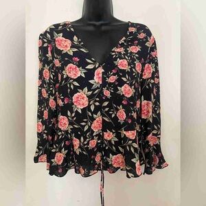 Floral Black and Pink Women's Top